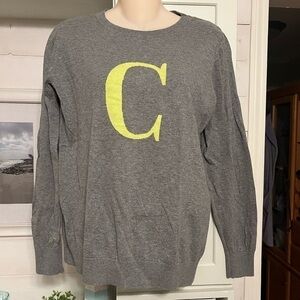 Old Navy Letter C Sweater Large Gray 100% Cotton Like New
